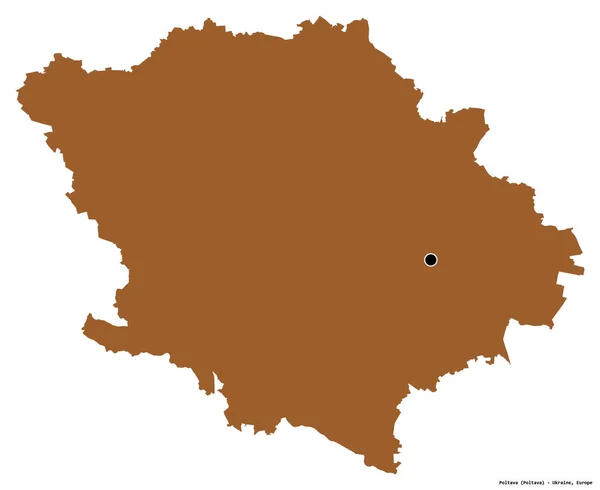 Forma Poltava Región Ucrania Con Capital Aislada Sobre Fondo Blanco —  Fotos de Stock