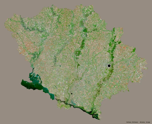 Tvar Poltavy Region Ukrajiny Jeho Hlavním Městem Izolované Pevném Barevném — Stock fotografie