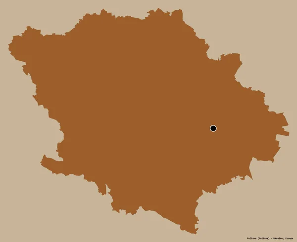 Forme Poltava Région Ukraine Avec Capitale Isolée Sur Fond Couleur — Photo