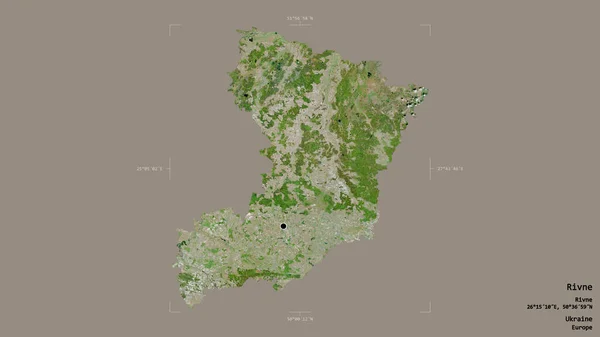 Området Rivne Regionen Ukraina Isolert Solid Bakgrunn Georeferenset Avgrensningsboks Etiketter – stockfoto