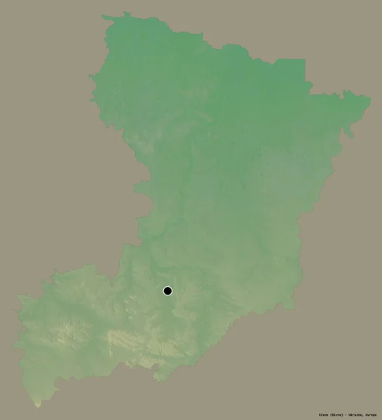 固体色の背景にその首都で ウクライナの領域 川の形 地形図 3Dレンダリング — ストック写真