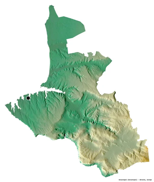 Kształt Sewastopola Autonomicznej Republiki Ukrainy Jej Stolicy Izolowane Białym Tle — Zdjęcie stockowe
