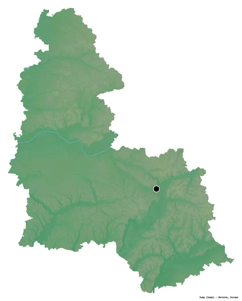 Alakja Sumy Régió Ukrajna Főváros Elszigetelt Fehér Alapon Topográfiai Domborzati — Stock Fotó