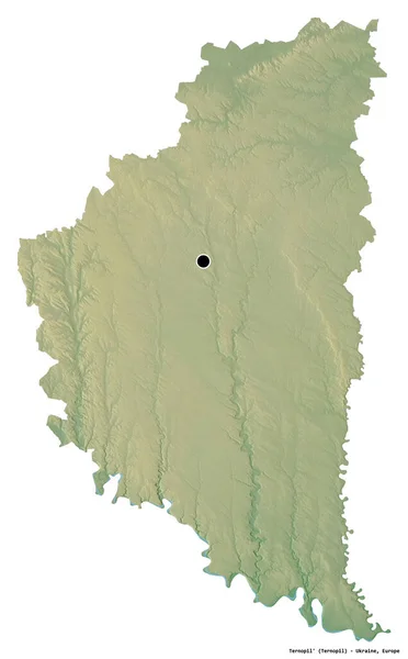 テルノピルの形 ウクライナの領域 その首都は白い背景に隔離されています 地形図 3Dレンダリング — ストック写真