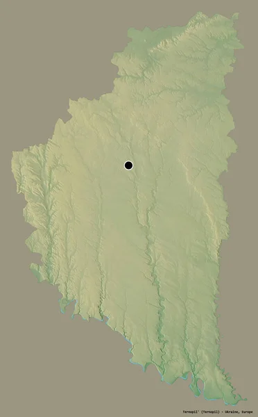 ウクライナの領域 Ternopil の形状は その首都は 固体色の背景に隔離されています 地形図 3Dレンダリング — ストック写真
