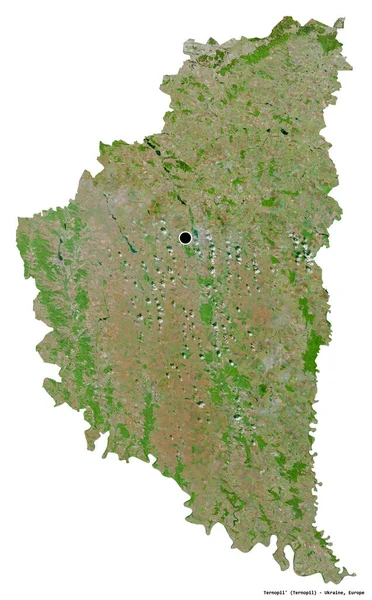 Shape Ternopil Region Ukraine Its Capital Isolated White Background Satellite — Stock Photo, Image