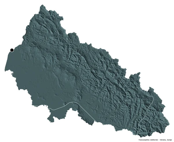 Gestalt Von Transkarpatien Region Der Ukraine Mit Seiner Hauptstadt Isoliert — Stockfoto