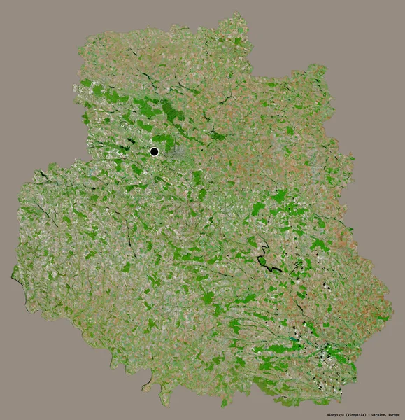 ウクライナの領域であるヴィニティシアの形で その首都はしっかりとした色の背景に隔離されています 衛星画像 3Dレンダリング — ストック写真