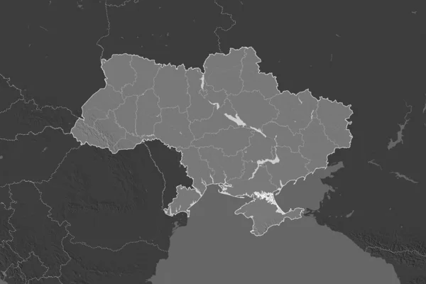 Gestalt Der Ukraine Getrennt Durch Die Entsättigung Benachbarter Gebiete Grenzen — Stockfoto