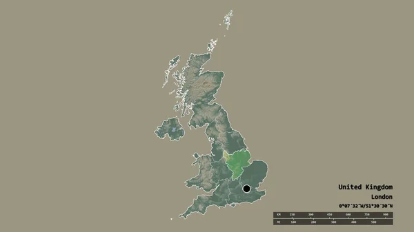 Egyesült Királyság Kiszáradt Alakja Fővárosával Regionális Körzettel Szétválasztott East Midlands — Stock Fotó