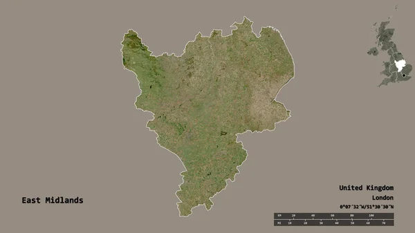 Форма Східного Мідленду Регіону Великої Британії Столицею Ізольованою Твердому Тлі — стокове фото