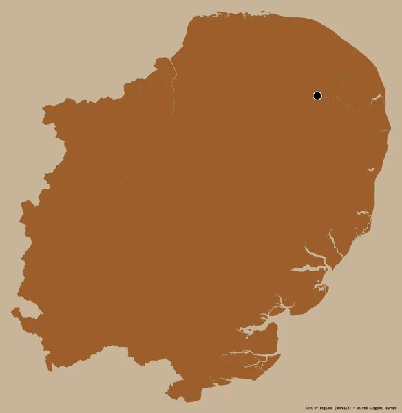 Σχήμα Της Ανατολικής Αγγλίας Περιοχή Του Ηνωμένου Βασιλείου Την Πρωτεύουσα — Φωτογραφία Αρχείου