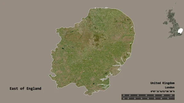 Форма Восточной Англии Региона Соединенного Королевства Столицей Изолированной Прочном Фоне — стоковое фото