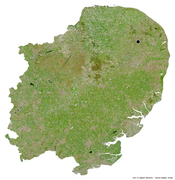 Forme Est Angleterre Région Royaume Uni Avec Capitale Isolée Sur — Photo