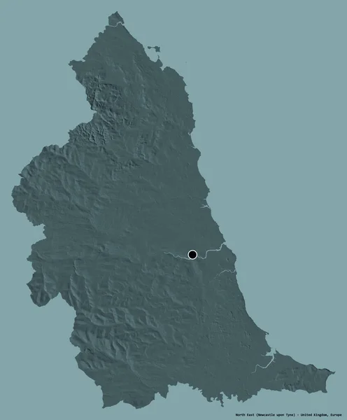 Form Nordost Region Storbritannien Med Dess Huvudstad Isolerad Solid Färg — Stockfoto
