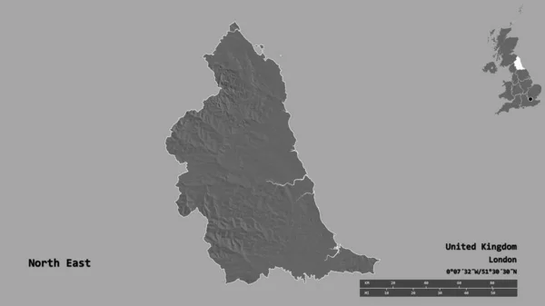 Forma Del Noreste Región Del Reino Unido Con Capital Aislada — Foto de Stock