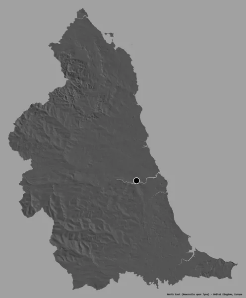 Форма Северо Востока Регион Великобритании Столицей Изолированной Сплошном Цветном Фоне — стоковое фото