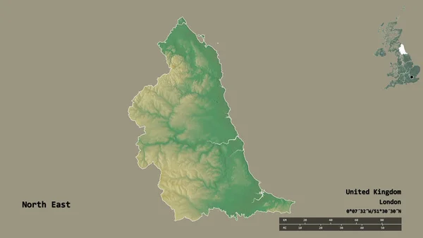 Forma Del Noreste Región Del Reino Unido Con Capital Aislada — Foto de Stock