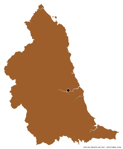 Форма Северо Востока Регион Великобритании Столицей Изолированной Белом Фоне Состав — стоковое фото