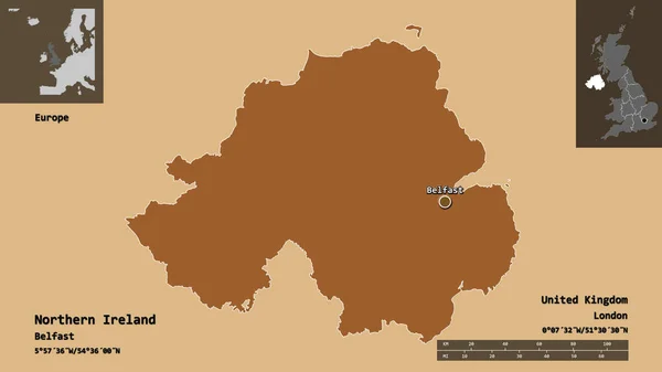 Shape Northern Ireland Region United Kingdom Its Capital Escala Distancia — Foto de Stock