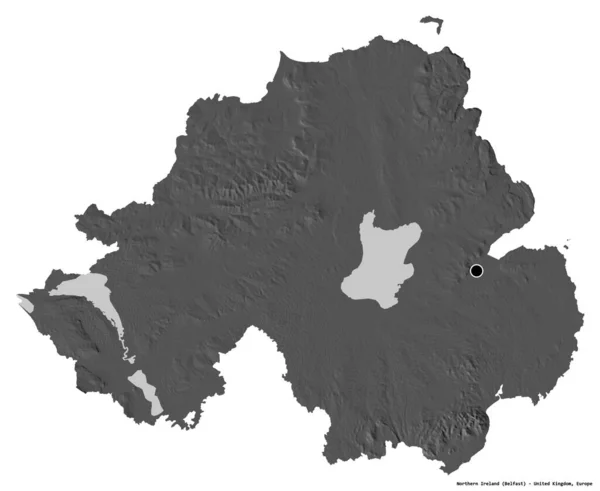 Shape Nordirland Region Von Großbritannien Mit Seiner Hauptstadt Isoliert Auf — Stockfoto