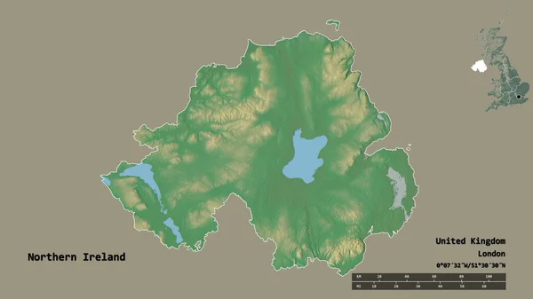 Forma Irlanda Del Norte Región Del Reino Unido Con Capital — Foto de Stock