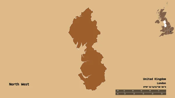 Forma Del Noroeste Región Del Reino Unido Con Capital Aislada — Foto de Stock