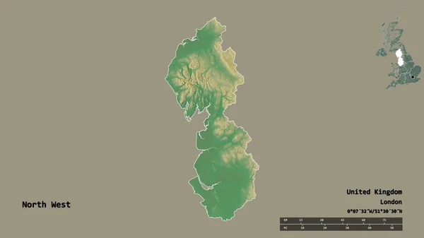 Forma Del Noroeste Región Del Reino Unido Con Capital Aislada — Foto de Stock