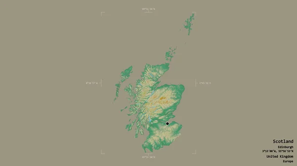 苏格兰的一个地区 位于英国的一个地区 在一个地理参考方块中 背景坚实 与世隔绝 地形浮雕图 3D渲染 — 图库照片
