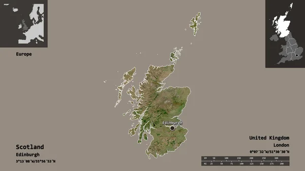 Shape Scotland Region United Kingdom Its Capital Escala Distancia Vistas —  Fotos de Stock