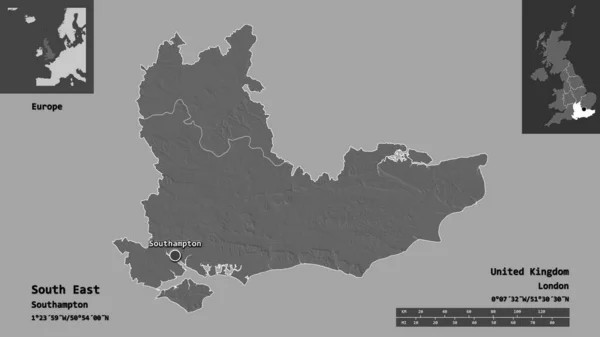 Форма Юго Востока Региона Великобритании Столицы Шкала Расстояний Предварительные Просмотры — стоковое фото