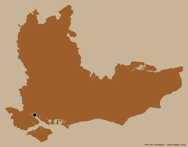 英国の地域である南東の形で その首都はしっかりとした色の背景に隔離されています パターン化されたテクスチャの構成 3Dレンダリング — ストック写真
