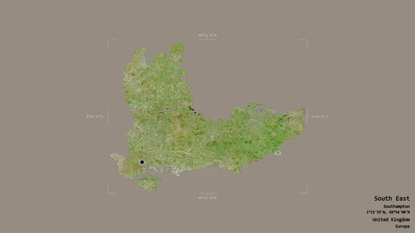 英国东南部的一个地区 在一个地理参考方块中 在坚实的背景下被隔离 卫星图像 3D渲染 — 图库照片