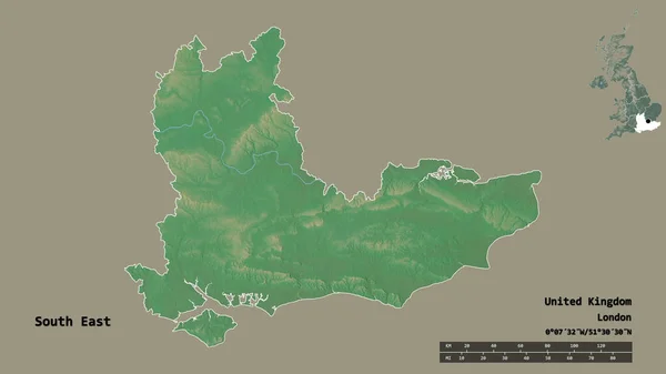 Forma Del Sudeste Región Del Reino Unido Con Capital Aislada — Foto de Stock