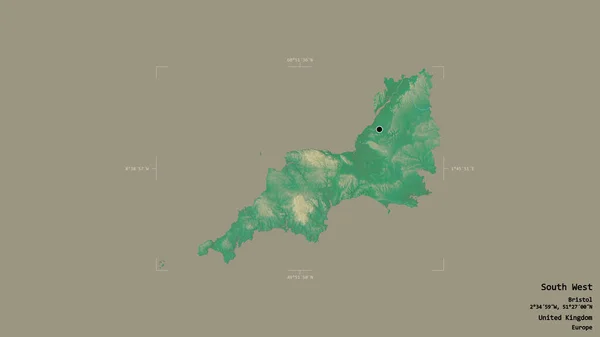 Région Sud Ouest Région Royaume Uni Isolée Sur Fond Solide — Photo