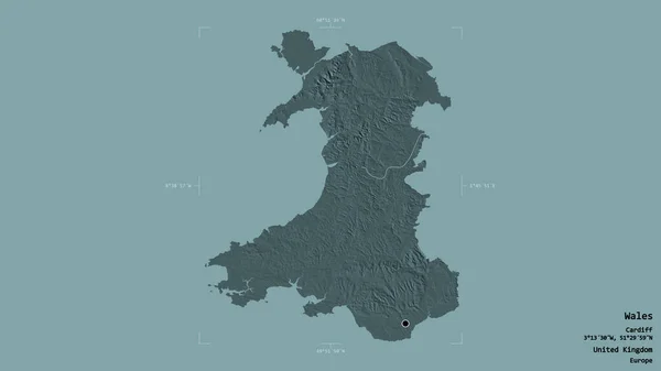 Området Wales Regionen Storbritannien Isolerat Solid Bakgrund Georefererad Avgränsningsbox Etiketter — Stockfoto