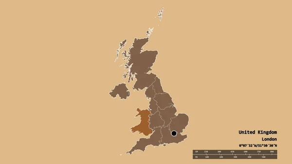 Forma Desnaturalizada Del Reino Unido Con Capital División Regional Principal — Foto de Stock