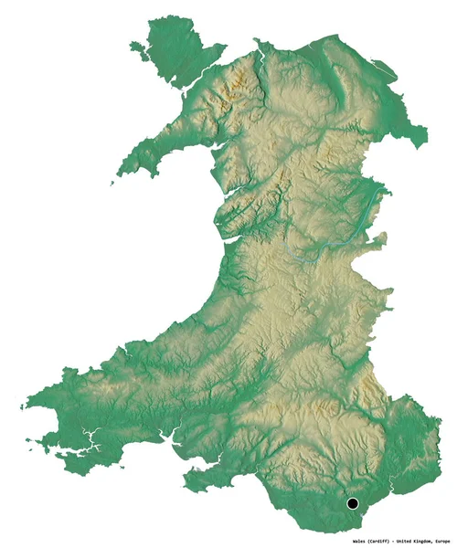 Forme Pays Galles Région Royaume Uni Avec Capitale Isolée Sur — Photo