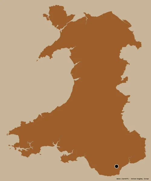 Σχήμα Της Ουαλίας Περιοχή Του Ηνωμένου Βασιλείου Κεφάλαιό Της Απομονώνονται — Φωτογραφία Αρχείου