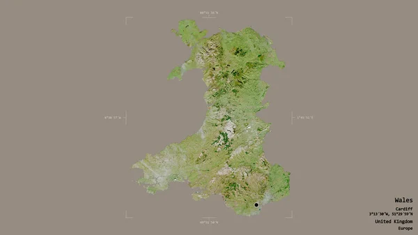 Площадь Уэльса Область Великобритании Изолирована Твердом Фоне Геометрической Коробке Метки — стоковое фото