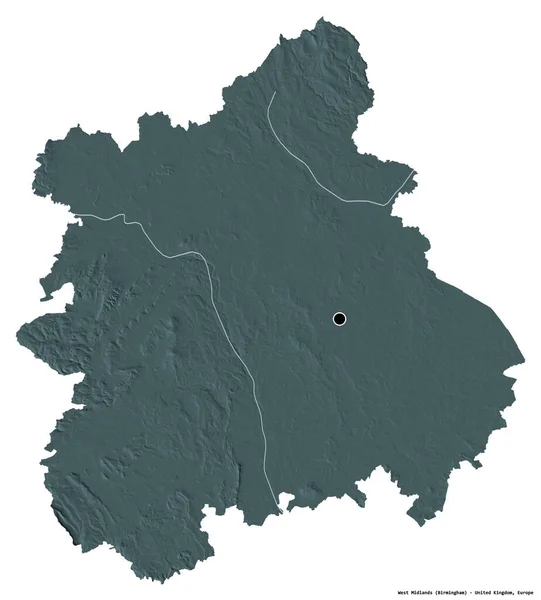 Tvar West Midlands Oblast Velké Británie Hlavním Městem Izolovaným Bílém — Stock fotografie