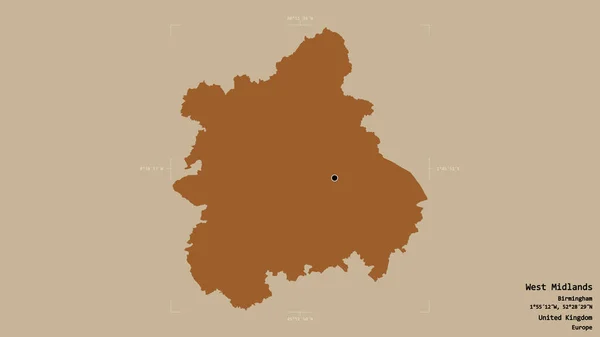 Oblast West Midlands Region Spojeného Království Izolovaná Pevném Pozadí Georeferencované — Stock fotografie