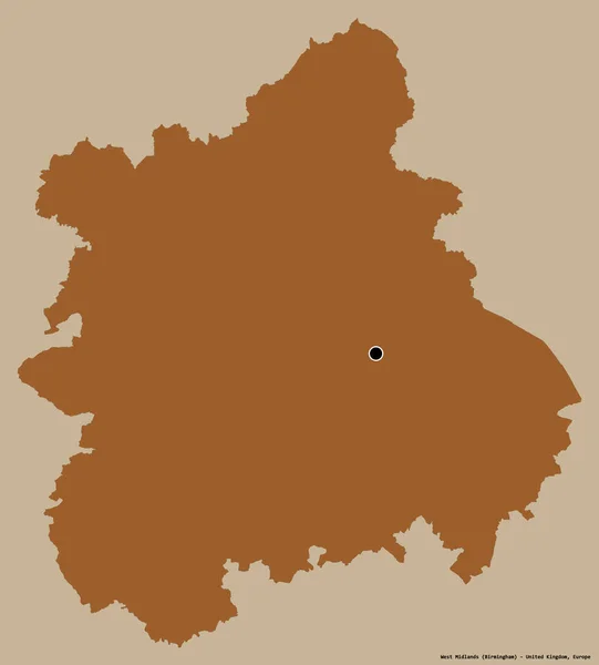 Forma West Midlands Región Del Reino Unido Con Capital Aislada — Foto de Stock