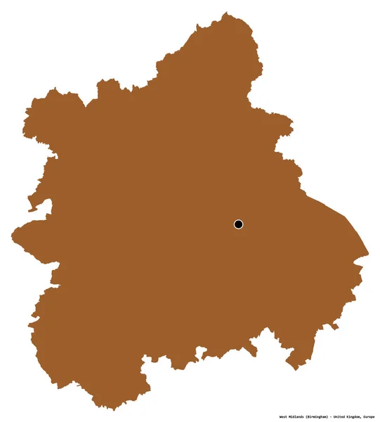 Forme Des West Midlands Région Royaume Uni Avec Capitale Isolée — Photo