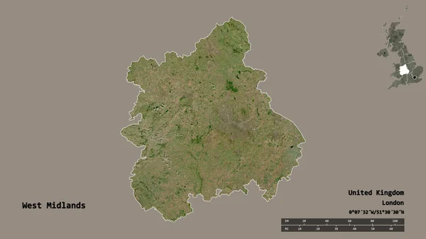 Shape West Midlands Region United Kingdom Its Capital Isolated Solid — Stock Photo, Image