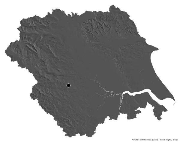 Shape Yorkshire Humber Región Del Reino Unido Con Capital Aislada — Foto de Stock