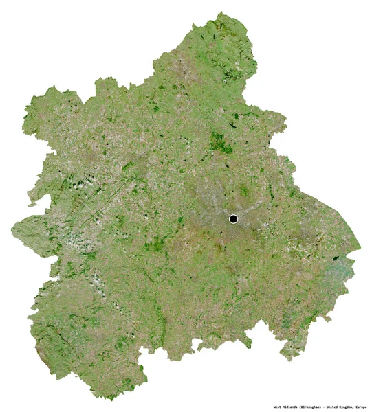 白い背景に首都を隔離して 英国の領域である西ミッドランドの形 衛星画像 3Dレンダリング — ストック写真