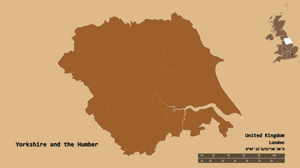 Shape Yorkshire Humber Región Del Reino Unido Con Capital Aislada — Foto de Stock