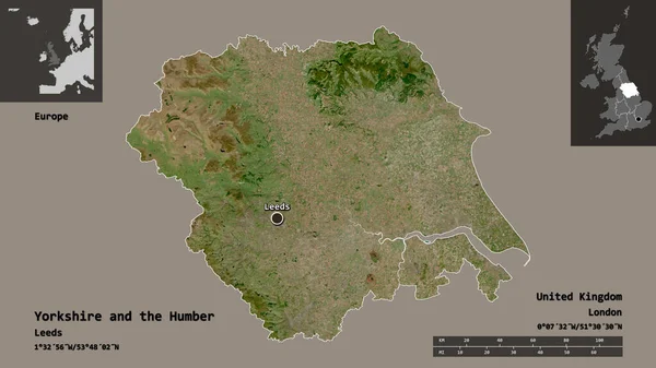 Форма Йоркширу Хамберу Регіону Сполученого Королівства Його Столиці Масштаб Відстаней — стокове фото