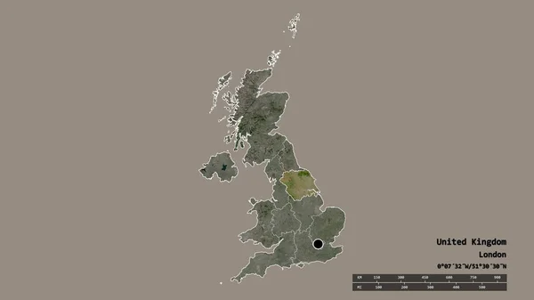 Forma Desnaturalizada Del Reino Unido Con Capital División Regional Principal — Foto de Stock